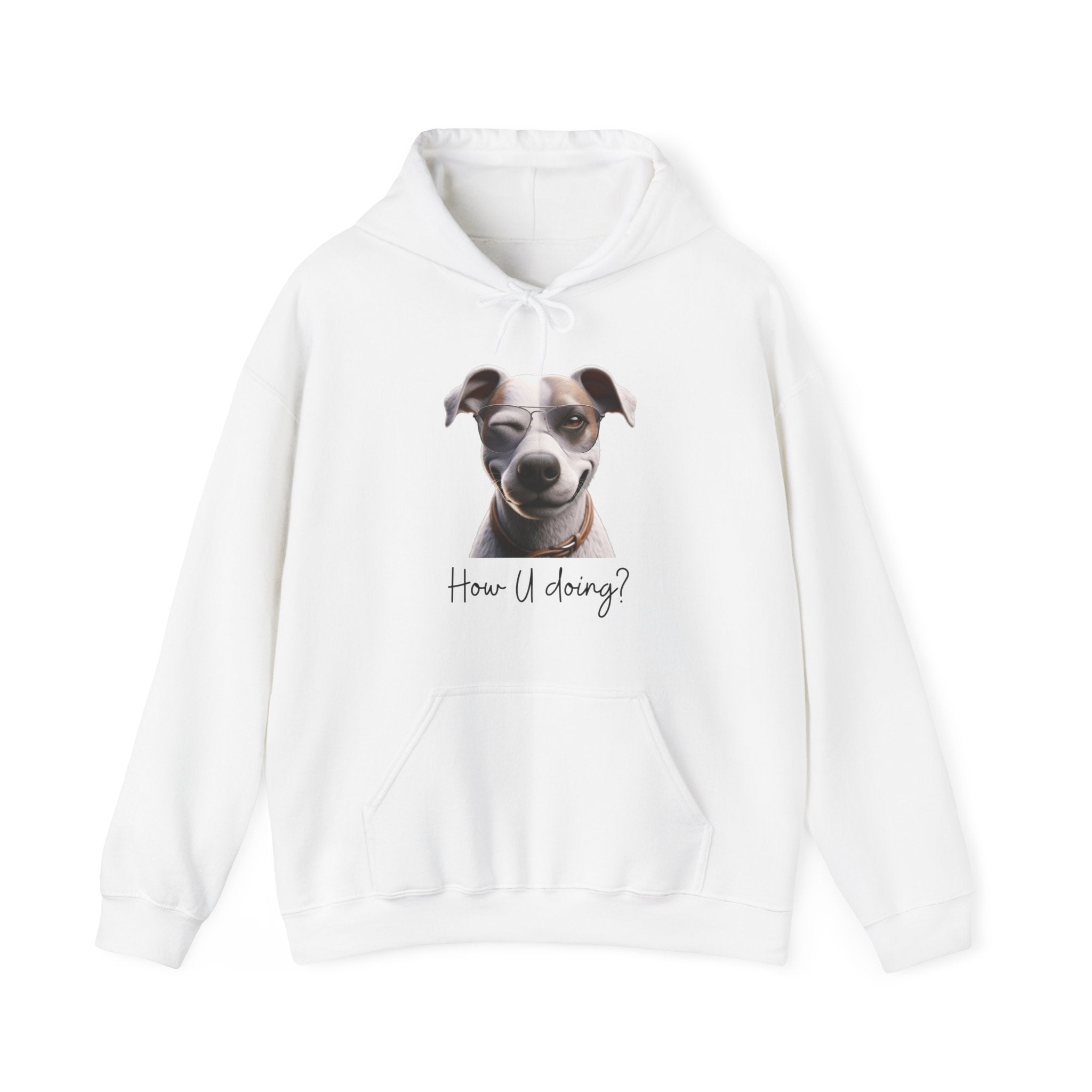 flirty dog on white sweatshirt