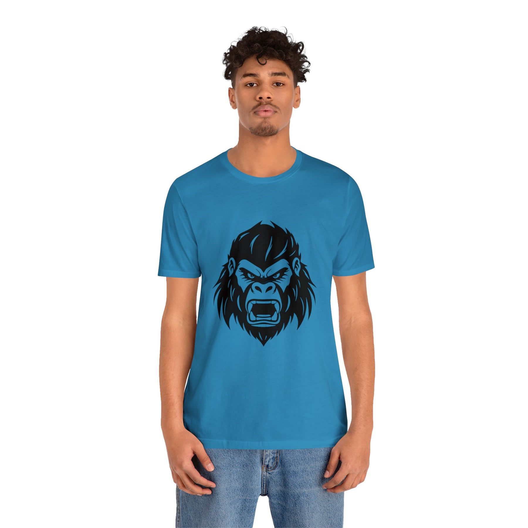 aqua color angry gorilla t-shirt