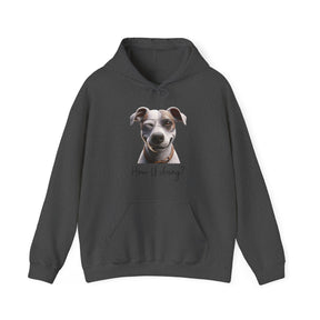 flirty dog on dark heather sweatshirt 