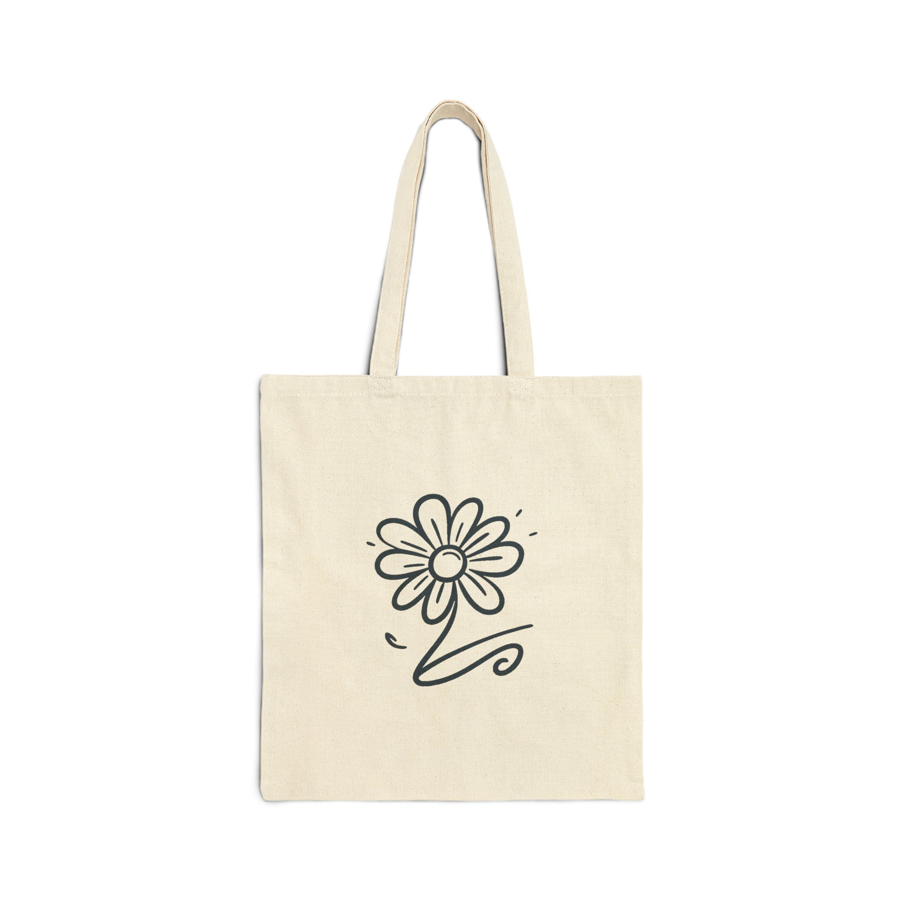 flower on a natural color tote bag