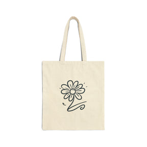 flower on a natural color tote bag