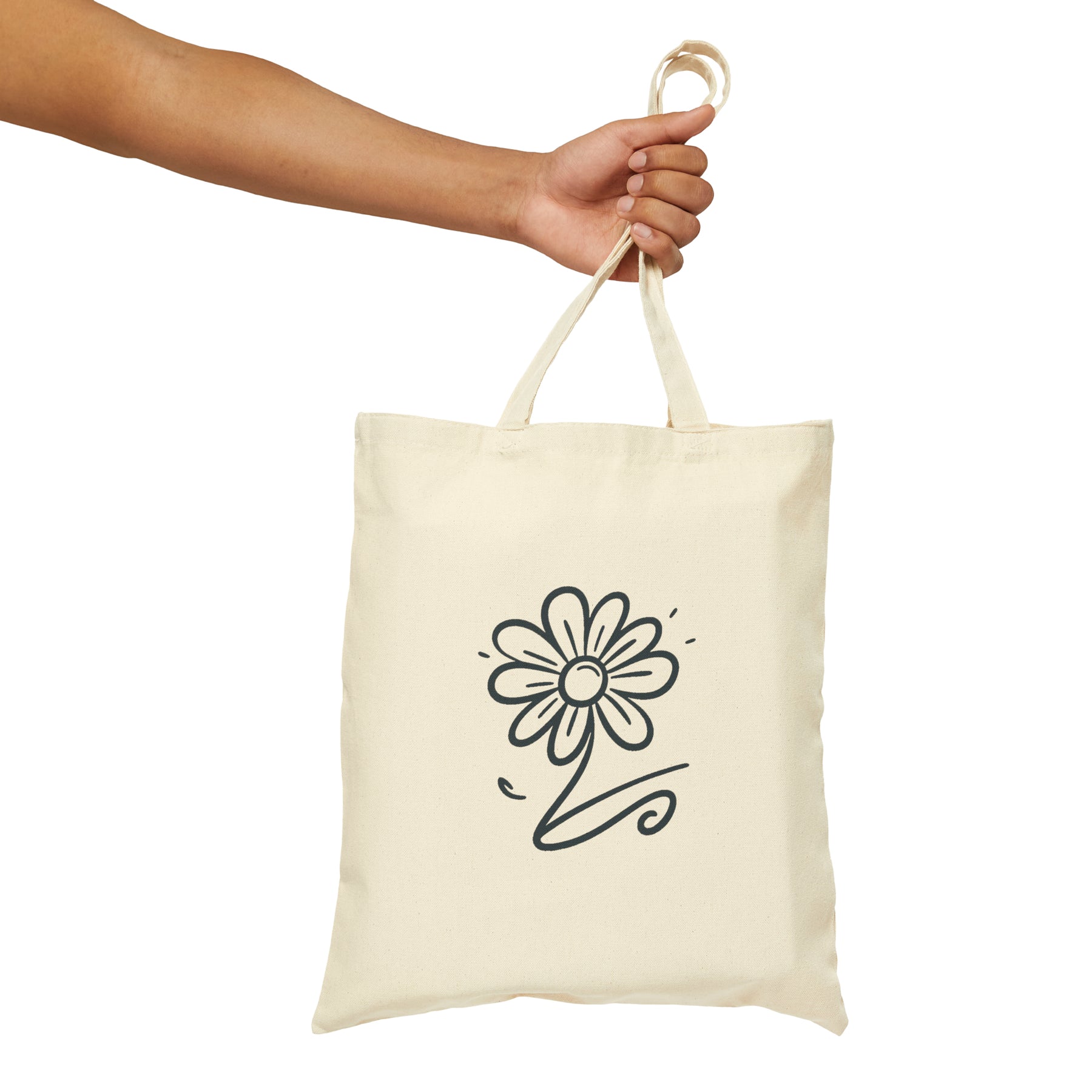 flower on a natural color tote bag