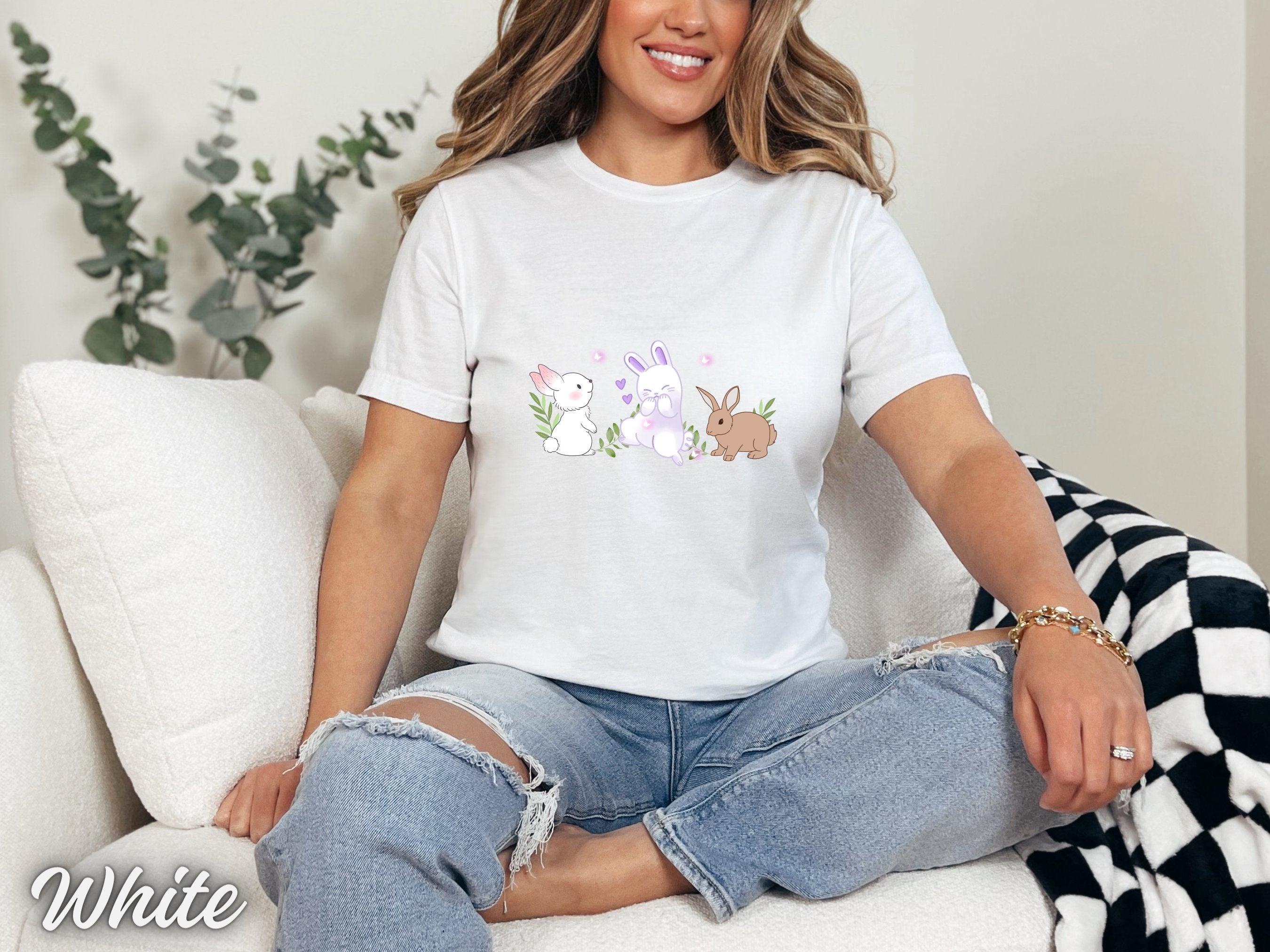 Bunnies and Butterfly Easter Shirt, Easter shirt, Soft Girl Era