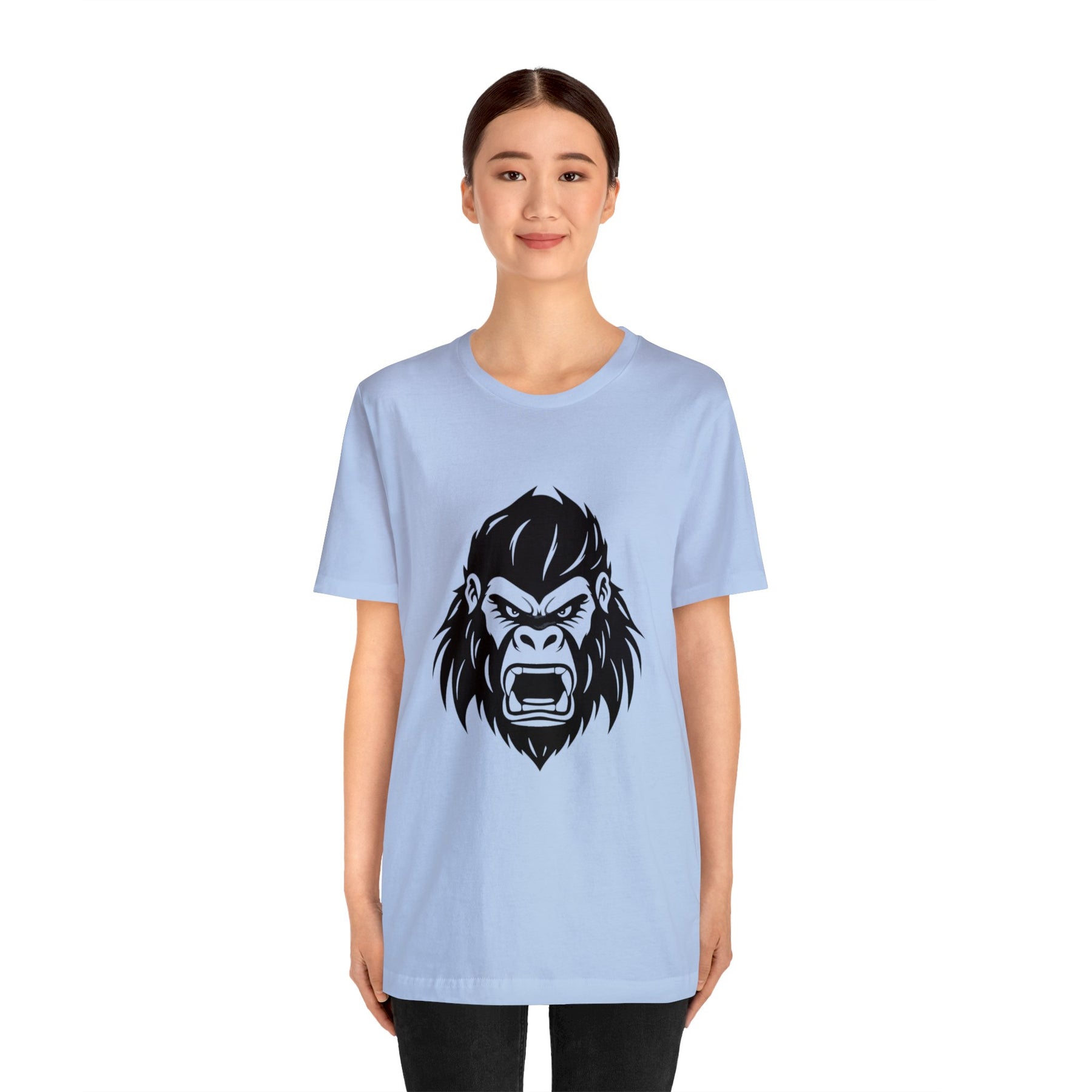 light blue color angry gorilla t-shirt