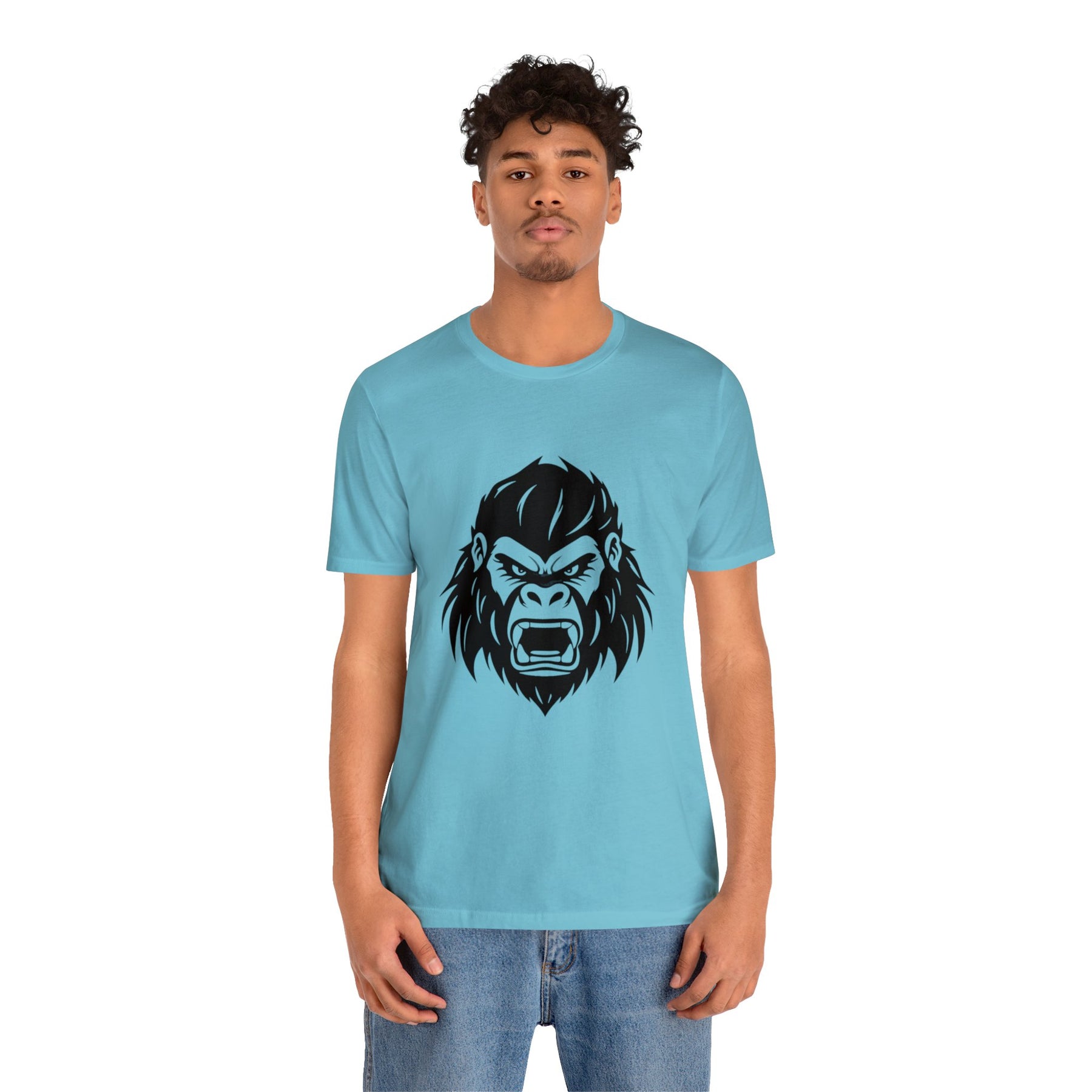 turquoise color angry gorilla t-shirt