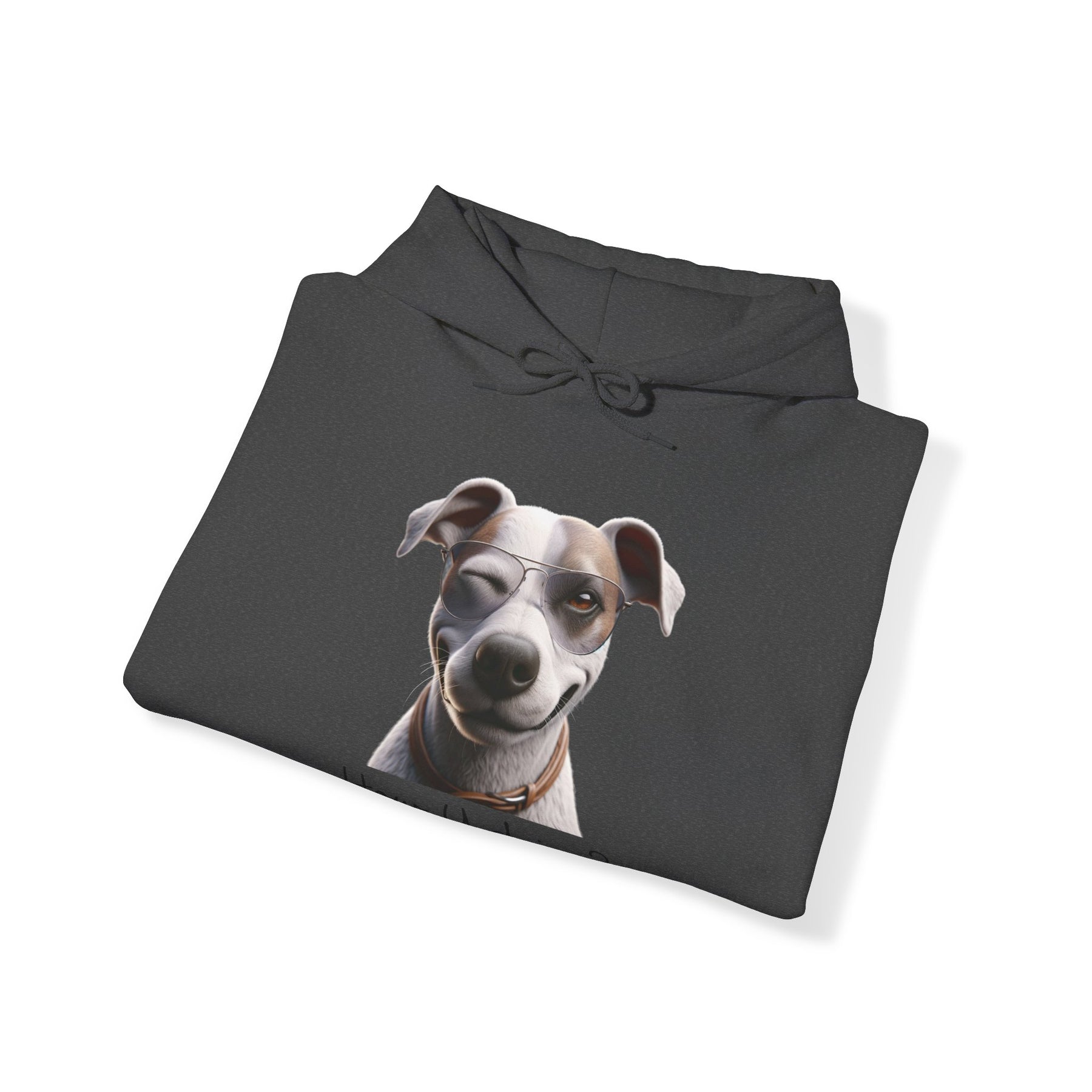 flirty dog on dark heather sweatshirt 