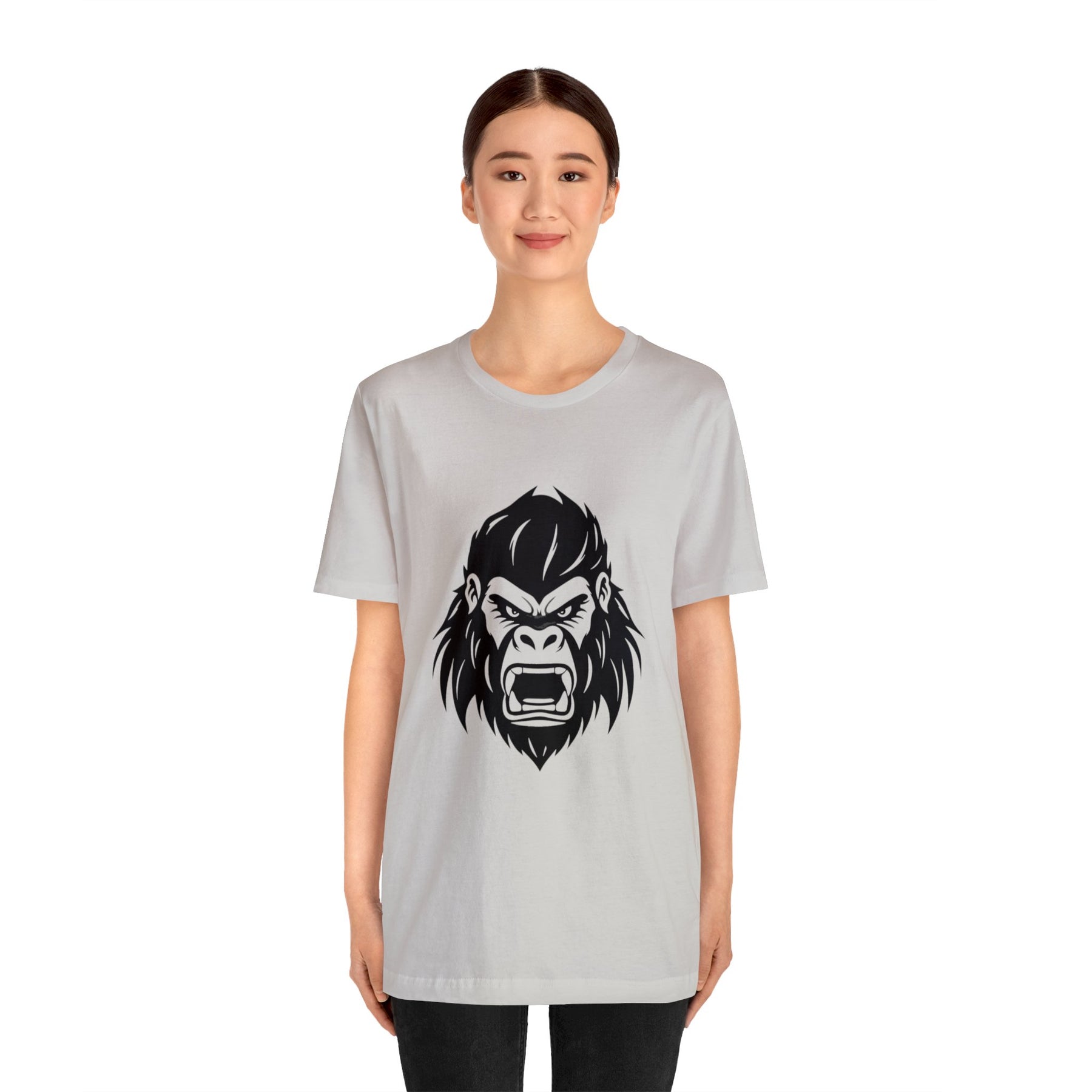 silver color angry gorilla t-shirt