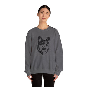 black corgi on graphite heather sweatshirt