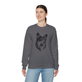 black corgi on graphite heather sweatshirt