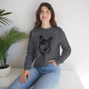 black corgi on graphite heather sweatshirt