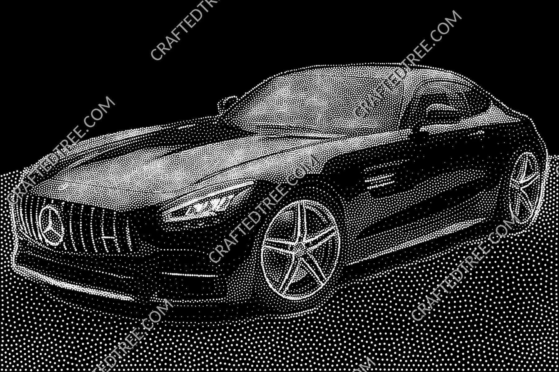 Mercedes AMG Stipple Art CNC File (Laser Engraving, Printing)