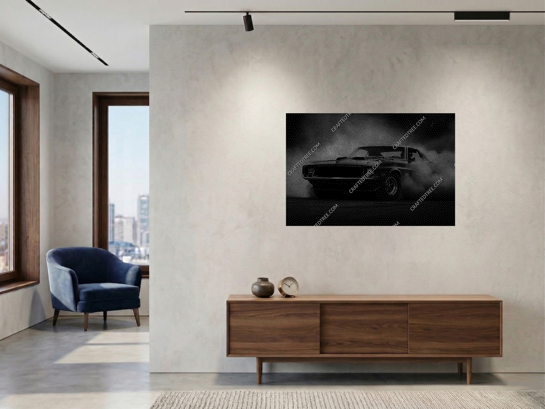 Drifting Muscle Car Stipple Art CNC File, Laser Engraving, Stippling Design (G-code)