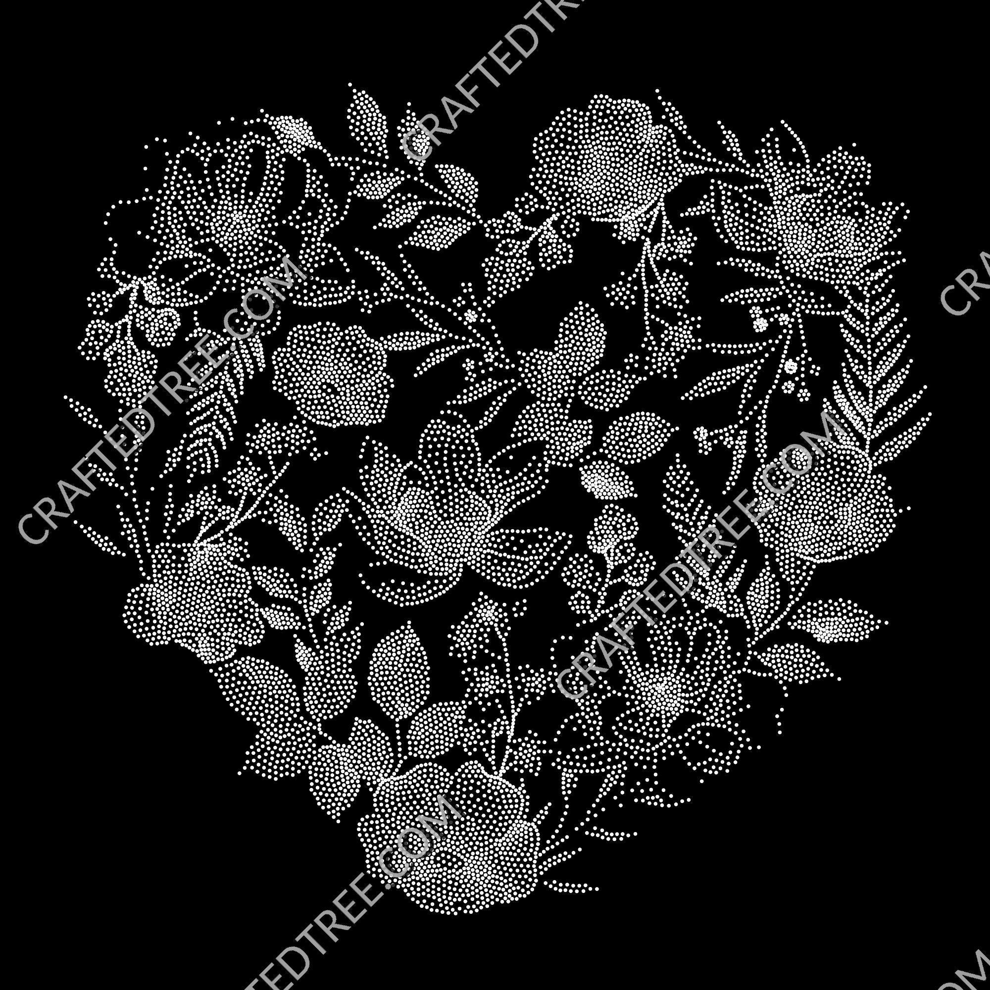 Floral Heart Stipple Art CNC File, Laser Engraving Stipple Design (G-code, PNG, SVG)