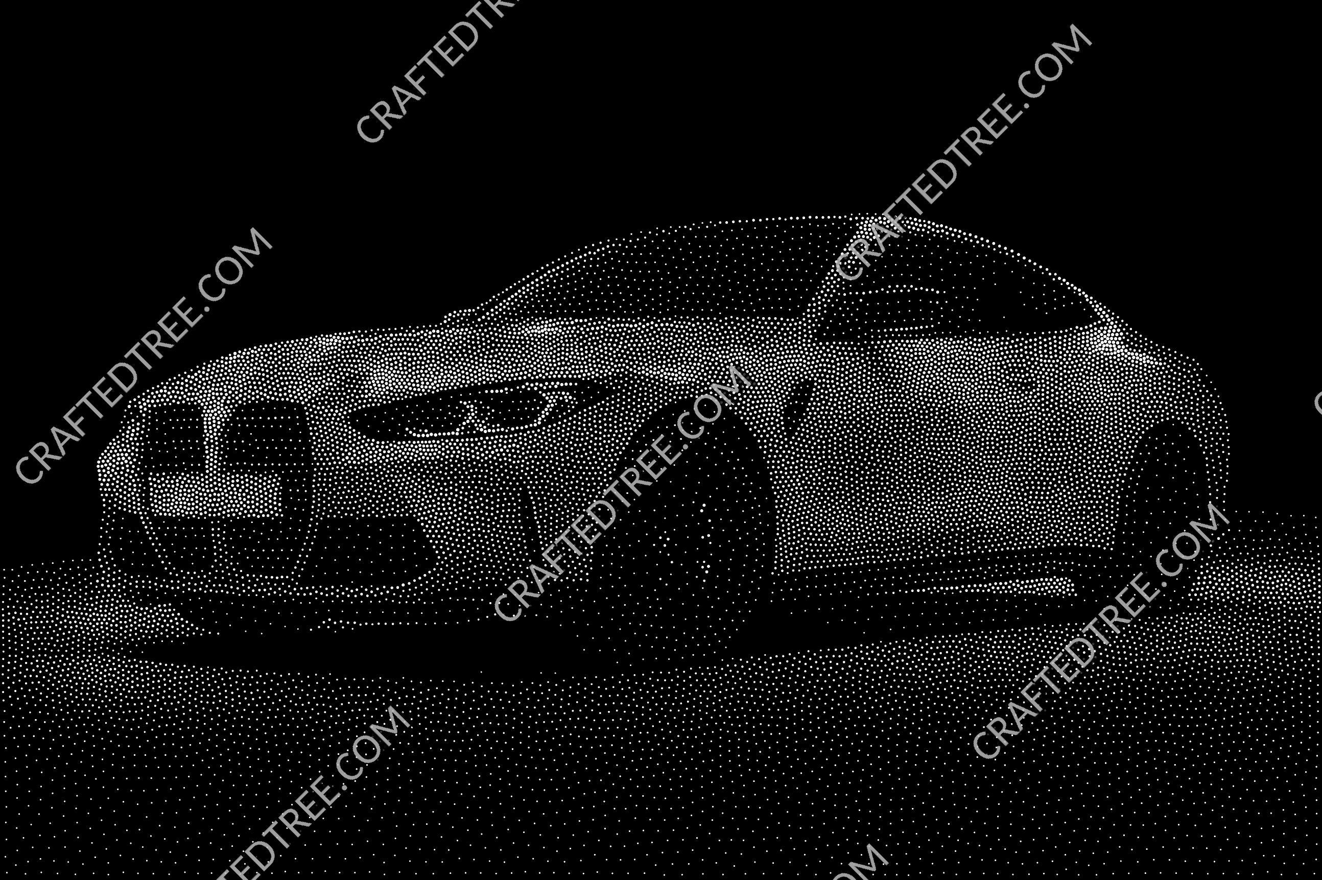 BMW M4 Stipple Art CNC router G-code file, Image file for laser engraving or printing