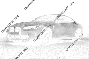 BMW M4 Stipple Art CNC router G-code file, Image file for laser engraving or printing