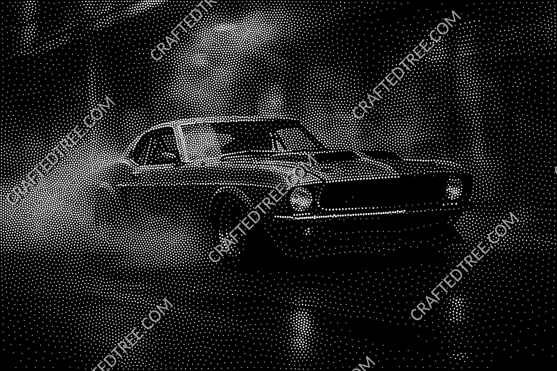 Mustang Stipple Art CNC File, Laser Engraving, Stippling Design (G-code)