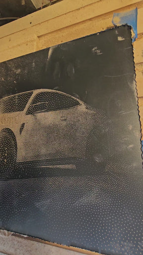 BMW M4 Stipple Art CNC router G-code file, Image file for laser engraving or printing