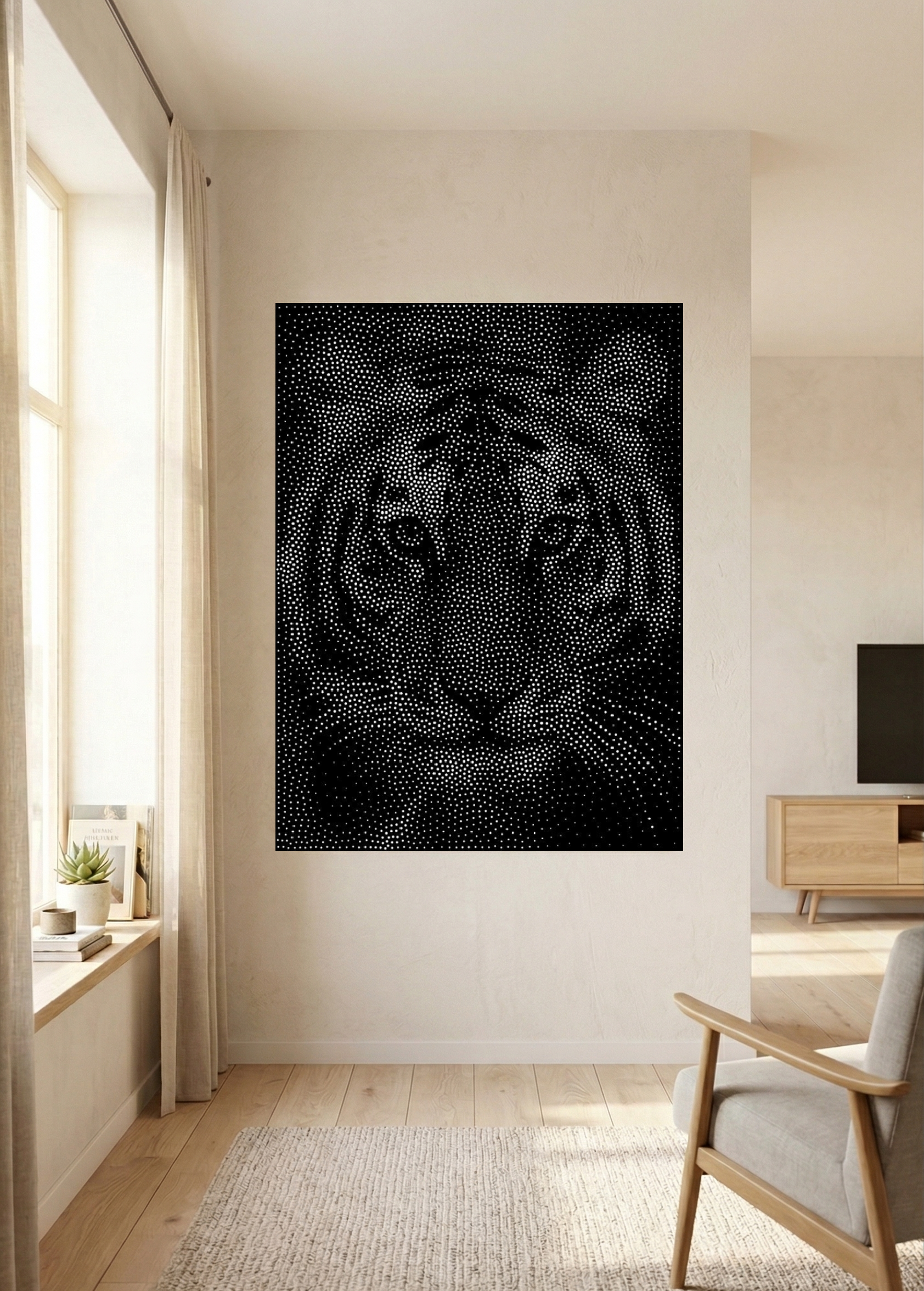Tiger Stippling Wall Art Image and G-code for CNC Router, Laser Engraving or Printing